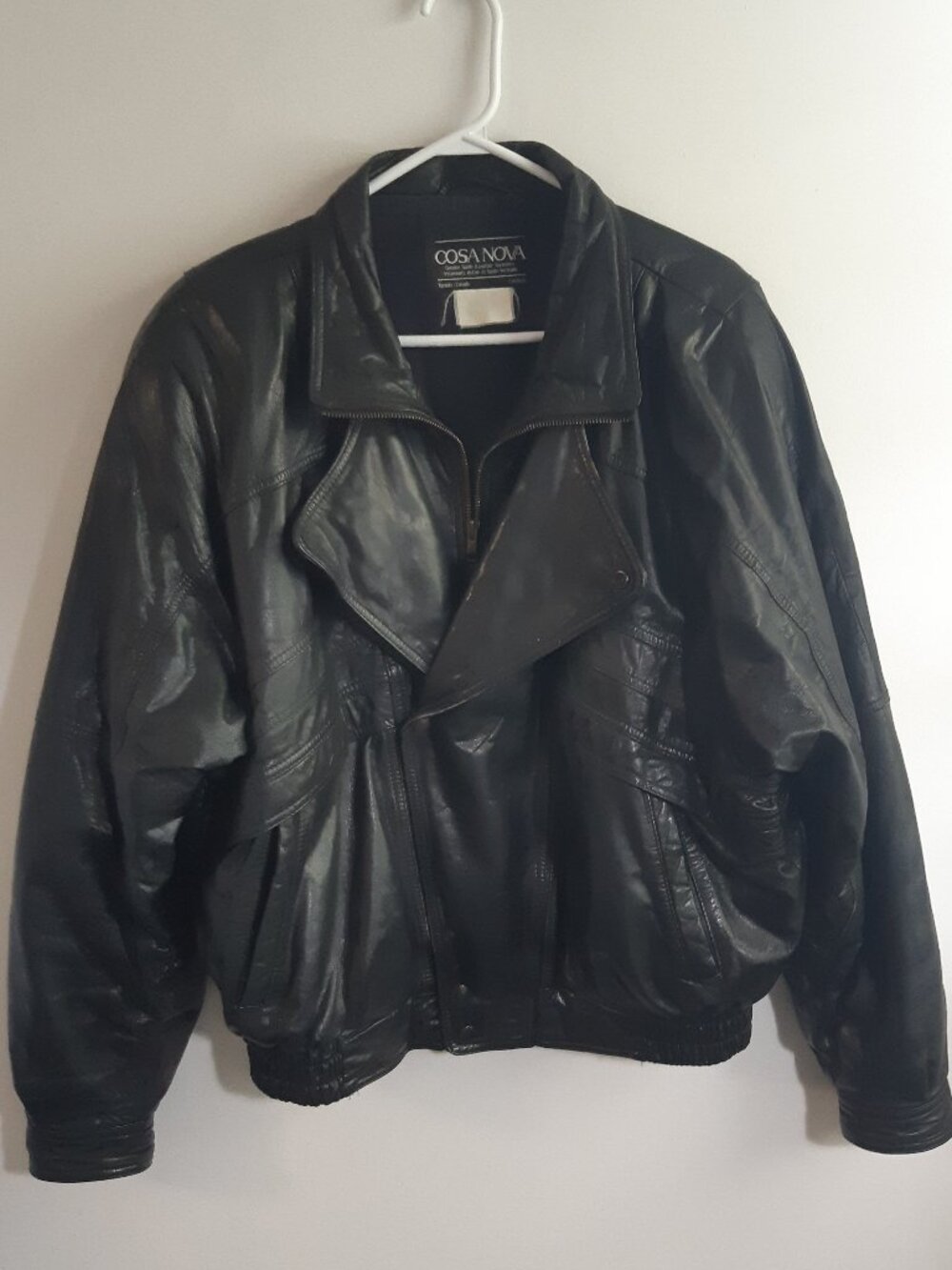 Casa Nova Genuine Leather Vintage Bomber Jacket Made In Canada Black Classic